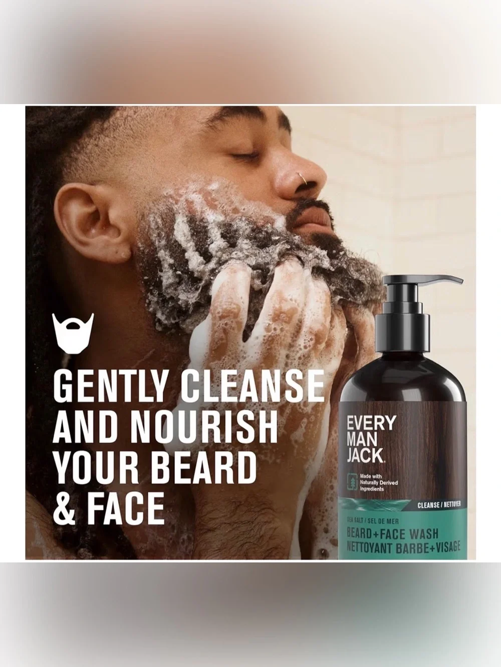 Every Man Jack Sea Salt Beard + Face Wash - Size 6.7fl oz.